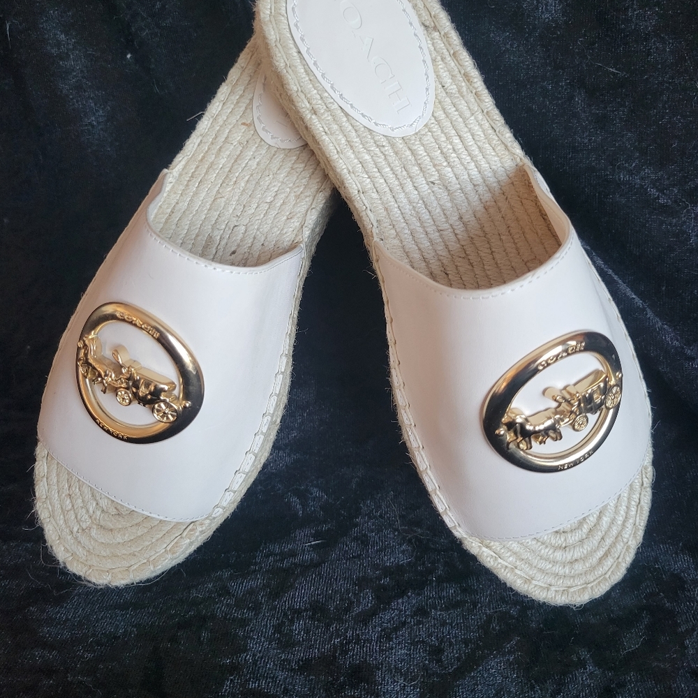 COACH espadrille slides sandals